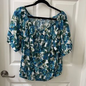 Loft floral linen blouse